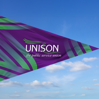 UNISON medium sized pennant flag