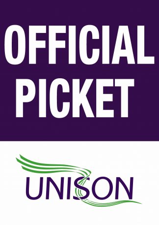 UNISON ‘Official Picket’ placard