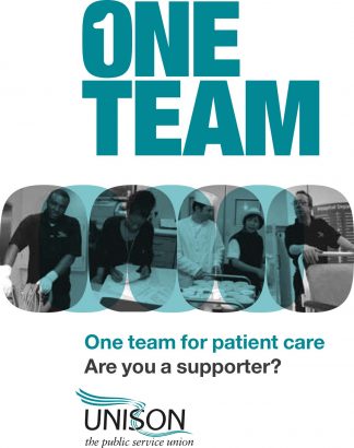 One team - for patient care. Campaign postcard aimed at the public