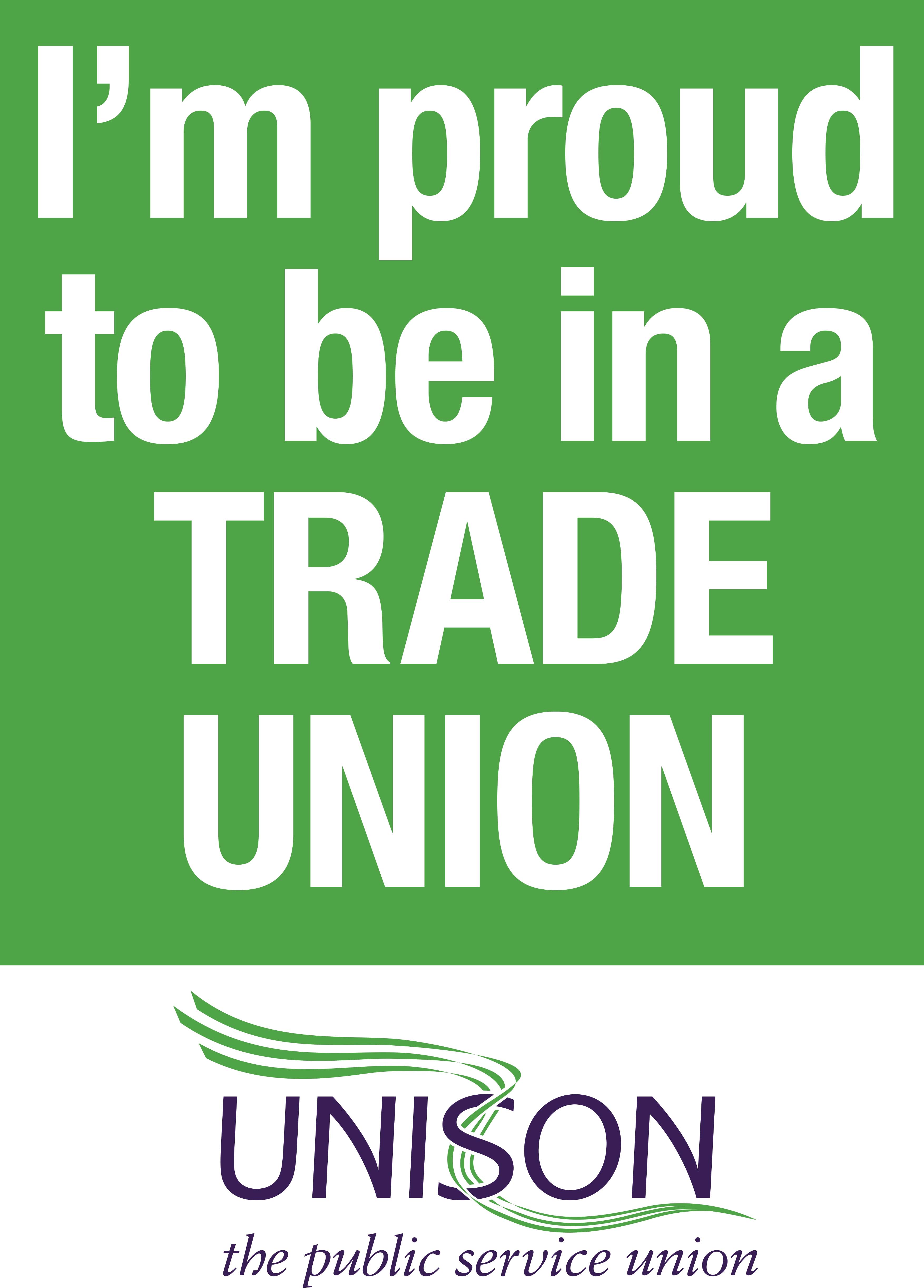 Proud to be in a trade union double-sided A3 placard