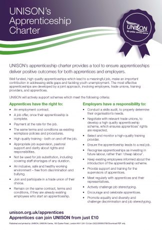 UNISON apprenticeship charter