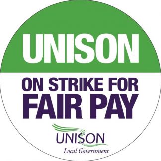 NJC Pay - UNISON on strike for fair pay sticker