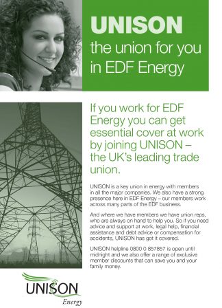 UNISON the union for you in EDF - leaflet