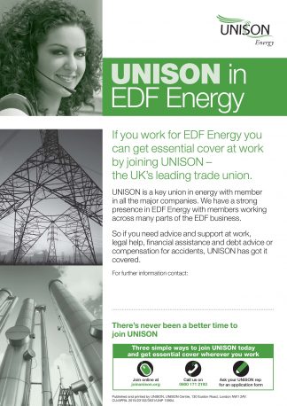 UNISON in EDF workplace poster