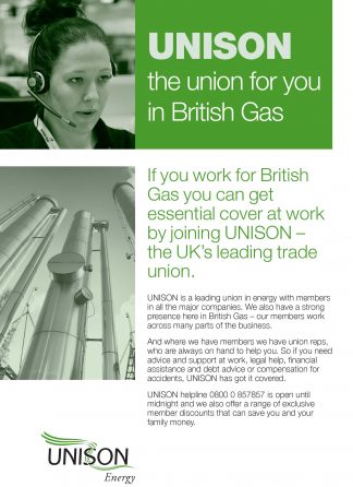 UNISON the union for you in British Gas - leaflet
