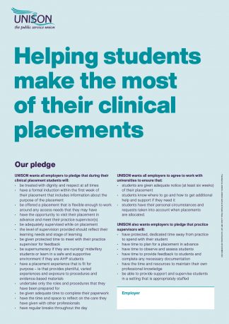 Clinical placement pledge