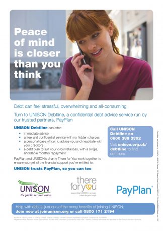 UNISON Debtline poster