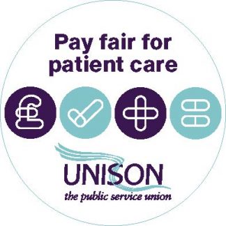 Pay fair for patient care – sticker