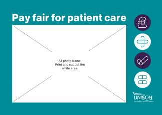 Pay fair for patient care A1 photo frame