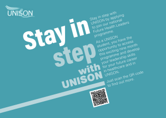 Health student postcard – stay in step with UNISON