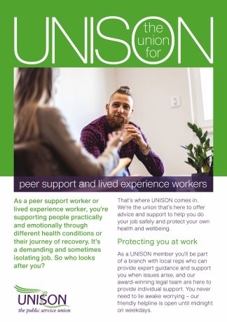 UNISON – the union for peer support ‘lived experience’ workers