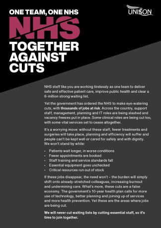 Together against cuts – leaflet