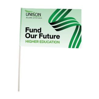 HE 'Fund our future' flag