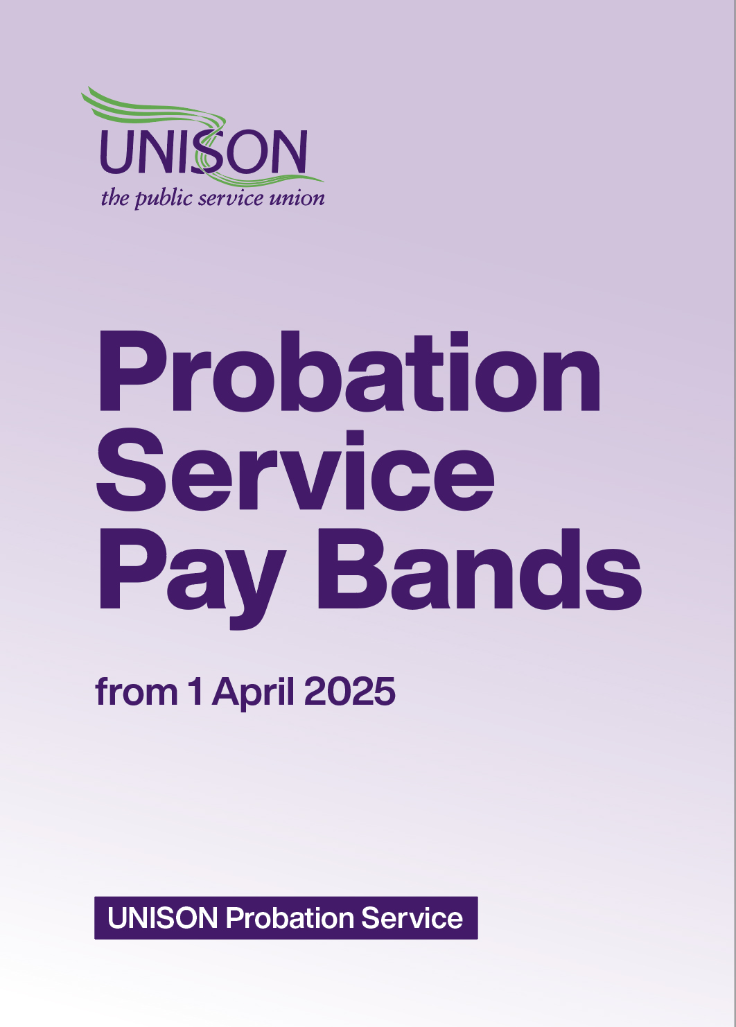 Probation Service Pay Bands from 1 April 2025